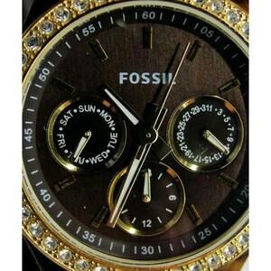 Chronograph Fossil Watch 5 ATM WR Analog Quartz New Battery Tortoise Shell